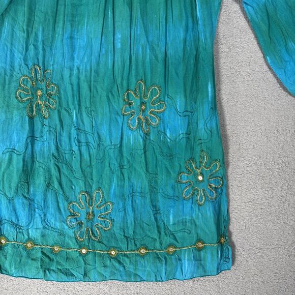 Krista Lee Womens Size M Blouse Crinkle Ombre Hippy Boho Gypsy Fairycore Peasant - Picture 4 of 13